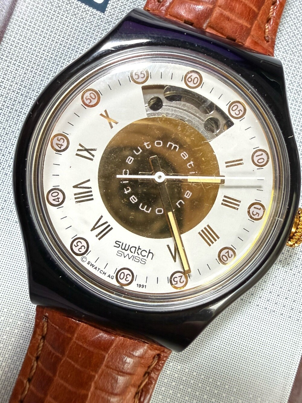 NOS 1991 Swatch Automatic Swiss Watch Unworn New in Box Vintage 23 Jewel